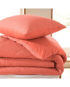 Parure housse de couette en nid d'abeille blush