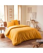 Parure housse de couette en nid d'abeille curry