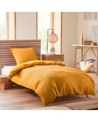 Parure housse de couette en nid d'abeille curry