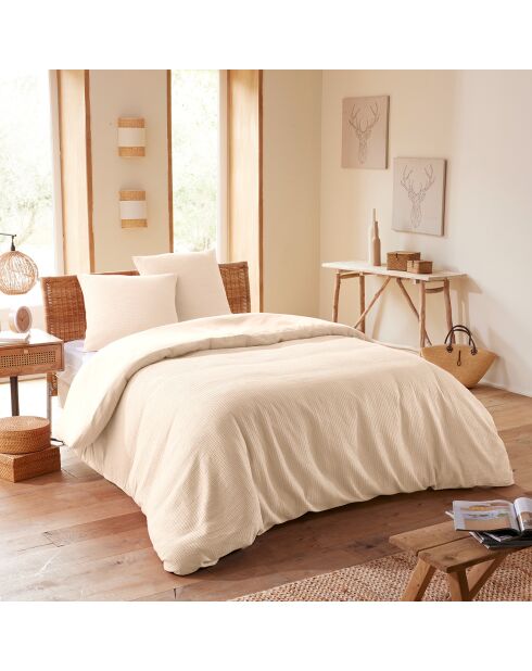 Parure housse de couette en nid d'abeille naturel