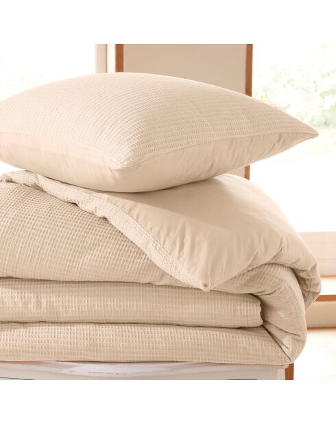 Parure housse de couette en nid d'abeille naturel