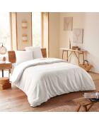 Parure housse de couette en nid d'abeille neige