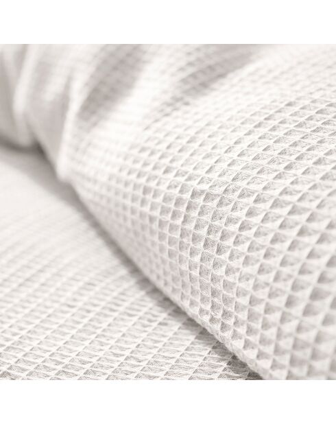 Parure housse de couette en nid d'abeille neige