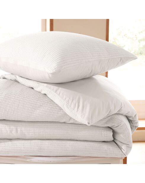 Parure housse de couette en nid d'abeille neige