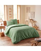 Parure housse de couette en nid d'abeille olive