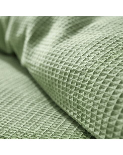 Parure housse de couette en nid d'abeille olive
