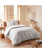 Parure housse de couette en nid d'abeille perle