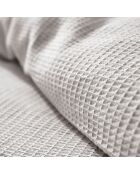 Parure housse de couette en nid d'abeille perle