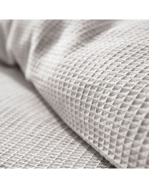 Parure housse de couette en nid d'abeille perle