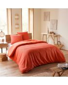 Parure housse de couette en nid d'abeille terracotta
