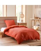 Parure housse de couette en nid d'abeille terracotta