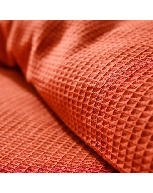 Parure housse de couette en nid d'abeille terracotta