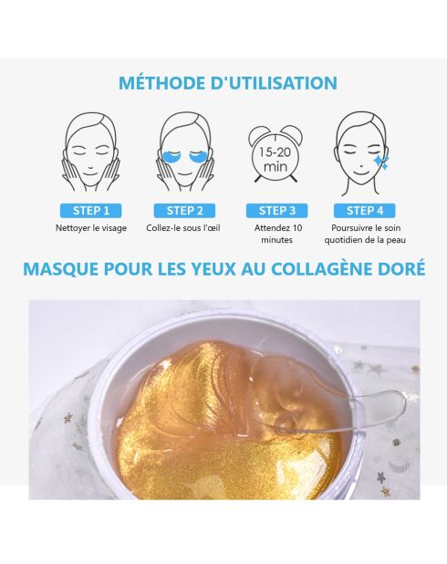 60 cerotti per occhi in collagene dorato