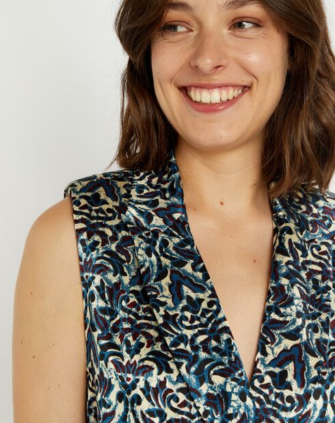 Veste Lou imprimée bleu/crème