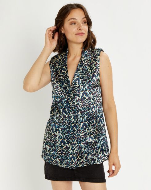 Veste Lou imprimée bleu/crème