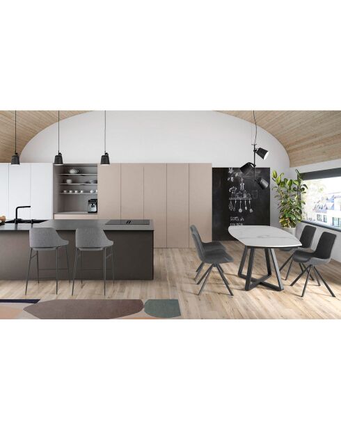 Chaise de table à manger pivotante gris/noir - 58x54x82 cm