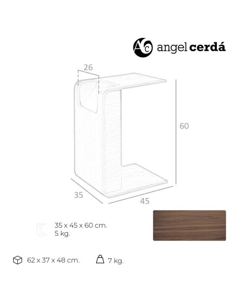 Table d'appoint avec porte-revue noyer - 35x45x60 cm