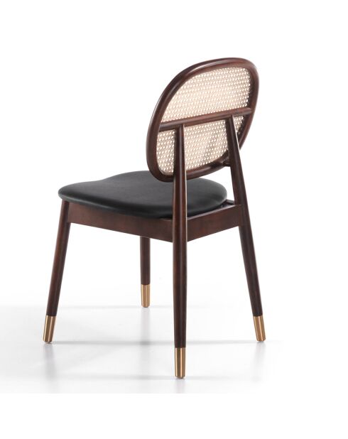 Chaise de table à manger avec assise en simili cuir marron/beige/noir - 49x52x87 cm