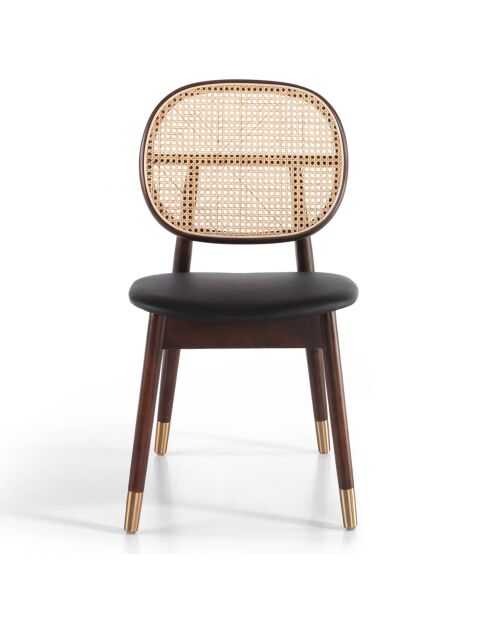 Chaise de table à manger avec assise en simili cuir marron/beige/noir - 49x52x87 cm