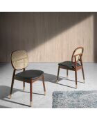 Chaise de table à manger avec assise en simili cuir marron/beige/noir - 49x52x87 cm