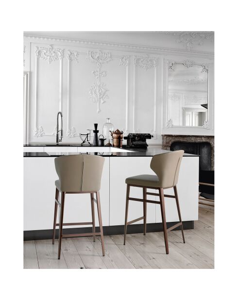 Tabouret simili cuir vison/brun - 48x48x93 cm