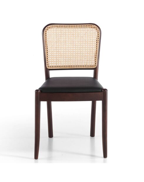 Chaise de table à manger avec assise en simili cuir marron/beige/noir - 48x50x84 cm