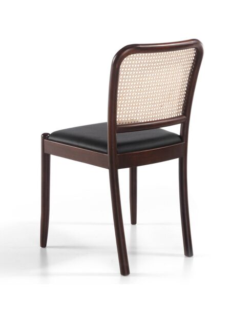 Chaise de table à manger avec assise en simili cuir marron/beige/noir - 48x50x84 cm