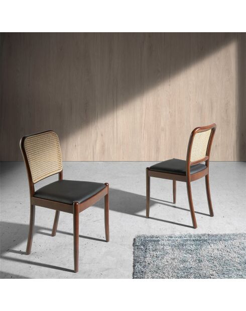 Chaise de table à manger avec assise en simili cuir marron/beige/noir - 48x50x84 cm