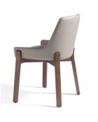 Chaise de table à manger simili cuir gris/noyer - 59x60x80 cm