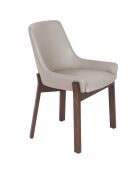 Chaise de table à manger simili cuir gris/noyer - 59x60x80 cm