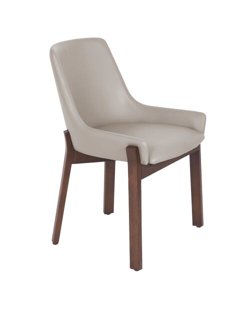 Chaise de table à manger simili cuir gris/noyer - 59x60x80 cm