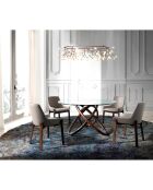 Chaise de table à manger simili cuir gris/noyer - 59x60x80 cm