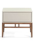 Table de chevet laqué gris/noyer - 60x40x50 cm