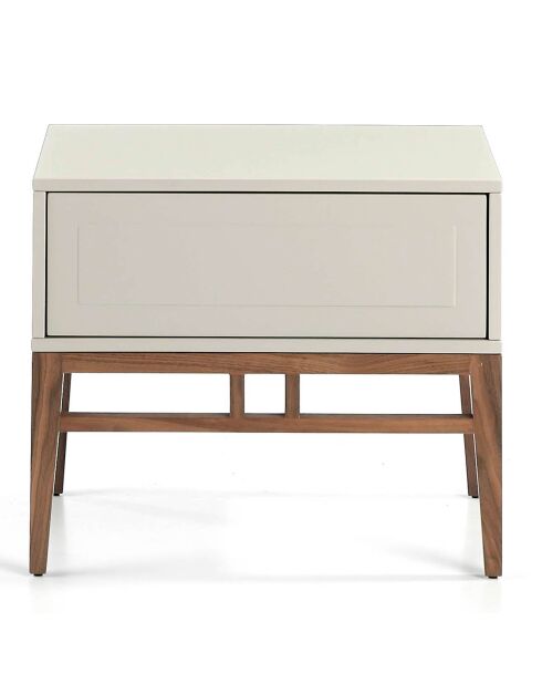 Table de chevet laqué gris/noyer - 60x40x50 cm