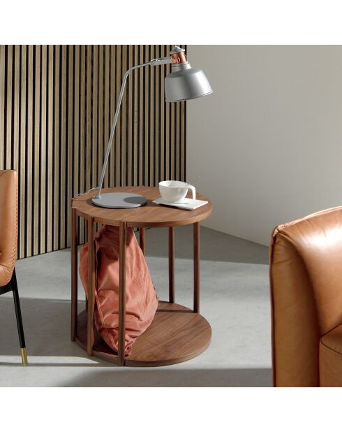 Mesa auxiliar de madera chapada en nogal - 45x45x47 cm