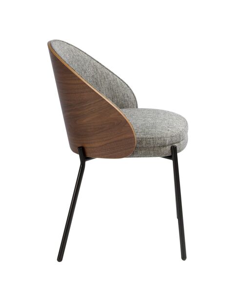 Chaise de salle à manger en tissu gris/noir mat - 54x54x75 cm