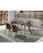 Chaise de salle à manger en tissu gris/noir mat - 54x54x75 cm