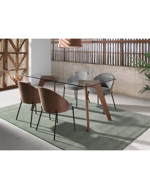 Chaise de salle à manger en tissu gris/noir mat - 54x54x75 cm