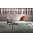 Chaise de salle à manger en tissu gris/noir mat - 54x54x75 cm