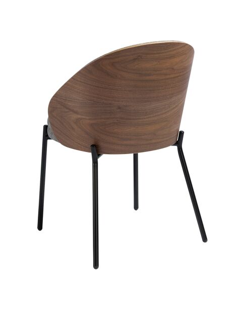Chaise de salle à manger en tissu gris/noir mat - 54x54x75 cm