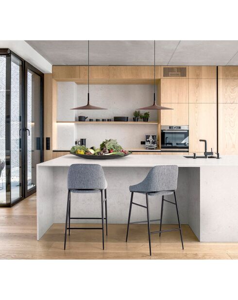 Tabouret en tissu gris/noir - 49x53x90 cm