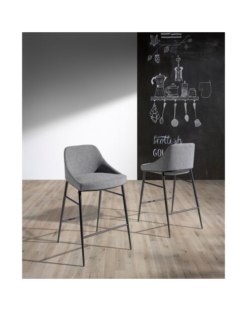 Tabouret en tissu gris/noir - 49x53x90 cm