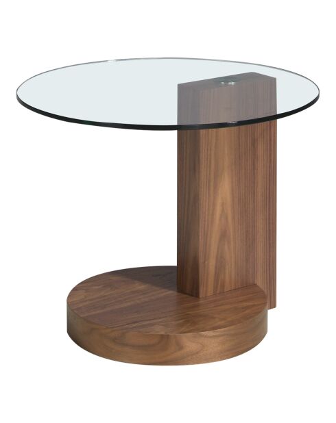 Table basse plateau en verre noyer/transparent - 60x60x48 cm