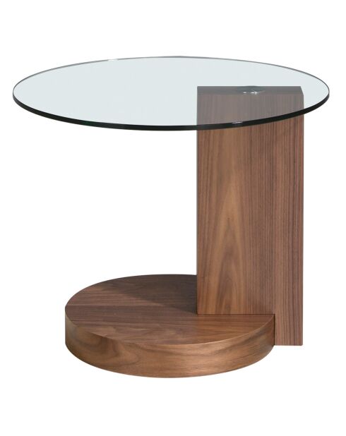 Table basse plateau en verre noyer/transparent - 60x60x48 cm