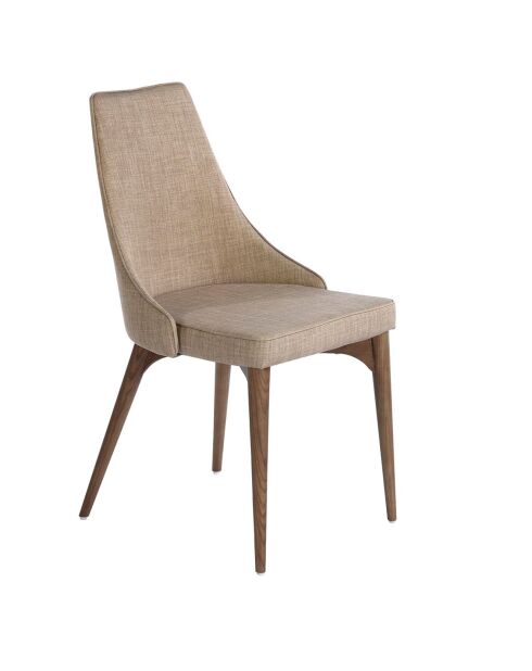 Chaise de table à manger beige/noyer - 50x60x91 cm
