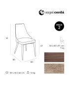 Chaise de table à manger beige/noyer - 50x60x91 cm