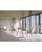 Chaise de table à manger beige/noyer - 50x60x91 cm