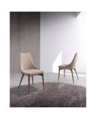 Chaise de table à manger beige/noyer - 50x60x91 cm