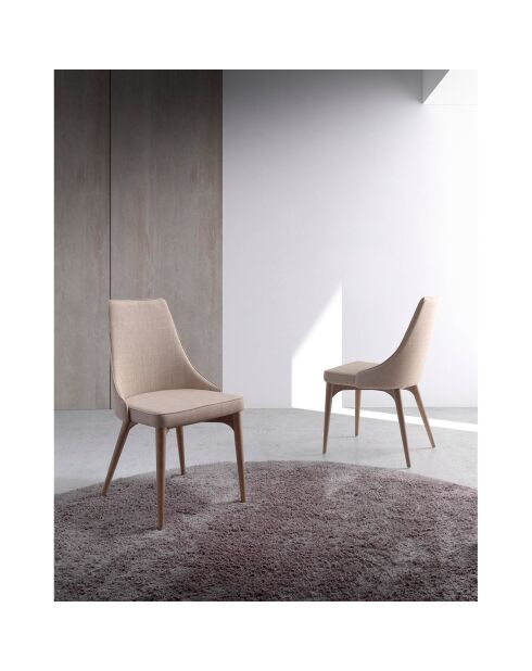 Chaise de table à manger beige/noyer - 50x60x91 cm