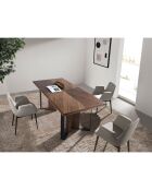 Chaise de table à manger en tissu gris/noir - 59x58x82 cm